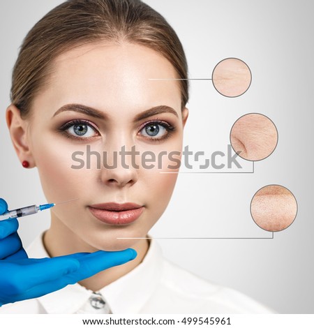 Cosmetic injection to the pretty female face.