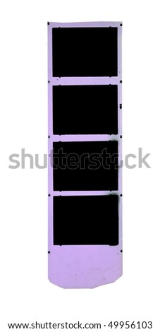 Medium format filmstrip,picture frames with free copy space, isolated on white background, grungy and dirty