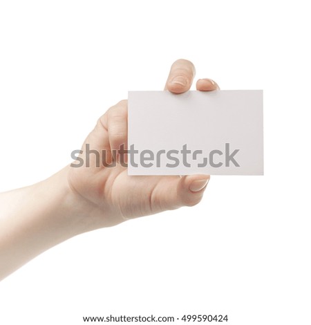 yound female hand show empty business card