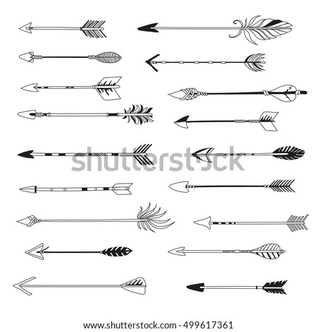Arrow indian style set. Vector hand drawn hipster illustration