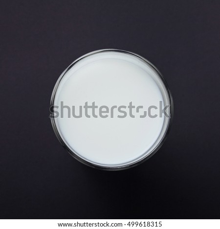 glass of milk on black background