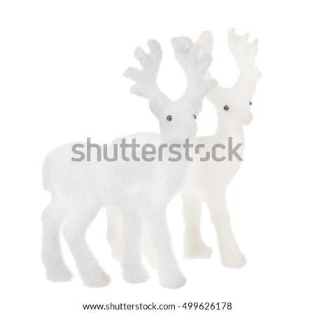 two deer toys isolated on white background