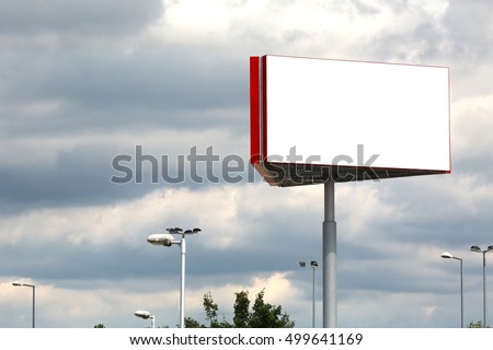 Empty billboard sign on a post