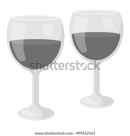 Wine glasses icon in monochrome style isolated on white background. Romantic symbol stock vector illustration.