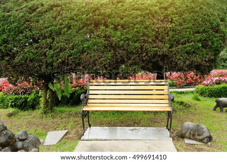 Decorative bench in the garden. 