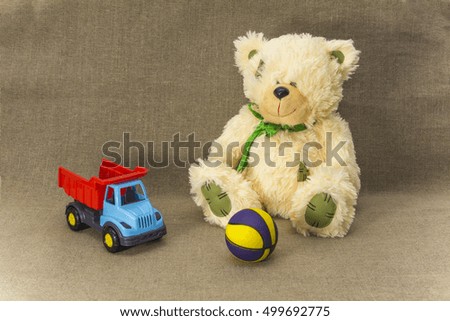 children's toys on a gray background