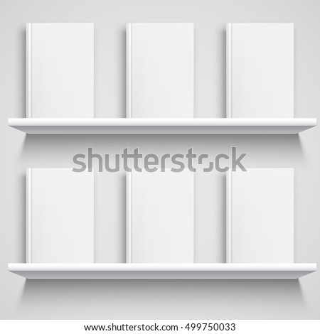 Bookshelf and Books with Blank Covers Royalty-Free Stock Photo #499750033