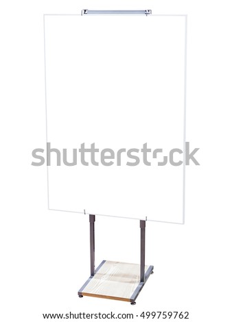 White Board Sign Stand Mock up Blank Information Sign isolated
