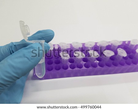 Hand holding a Test tubes in Laboratory
