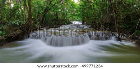 Waterfall in deep forest kanjanaburi thailand.