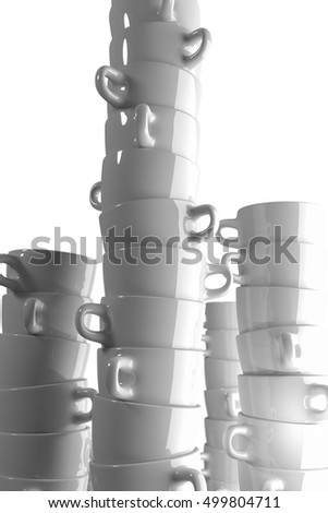 nice coffee cup stack together, 3D render software