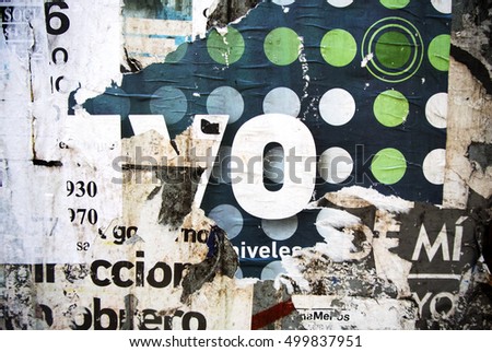 Photo of urban collage background or typography paper texture Royalty-Free Stock Photo #499837951