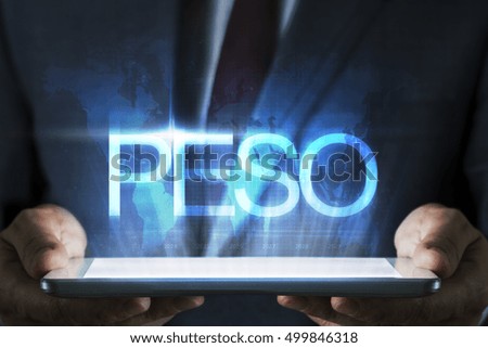 Currency concept on tablet with hologram