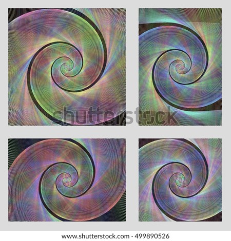Abstract fractal spiral page background design set