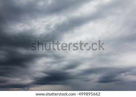 Dark, dreary and depressing autumn sky background. The mood of melancholy Royalty-Free Stock Photo #499895662