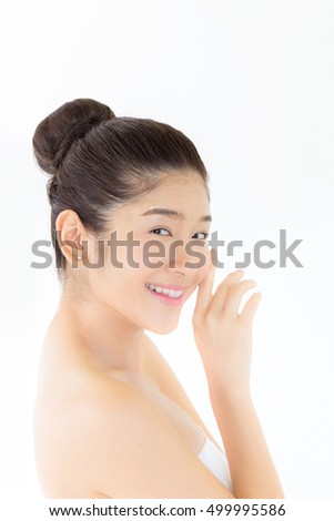 Beautiful Skin care woman enjoy and relax isolated on white background