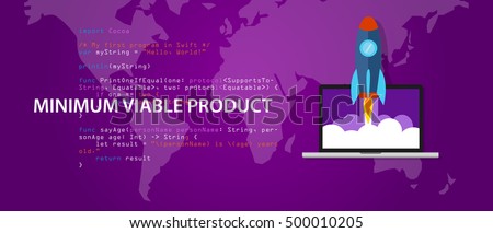 minimum viable product MVP start-up rocket launch programming code syntax Royalty-Free Stock Photo #500010205