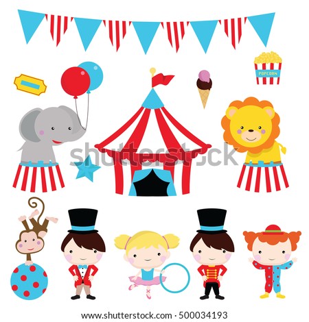 cute circus clip art for party, fun and circus theme