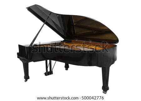 outdoor black piano isolated on white background