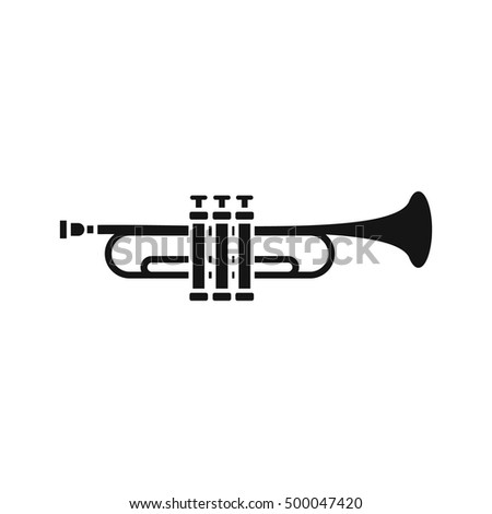 Brass trumpet icon in simple style on a white background  illustration
