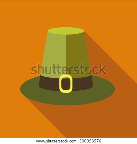 Pilgrim hat icon in flat style isolated with long shadow  illustration