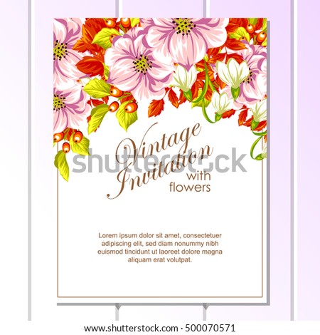 Invitation with floral background