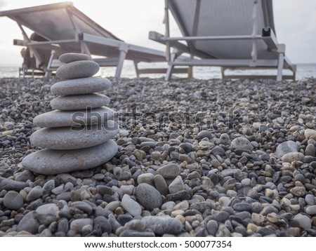 Stone pyramid on beach