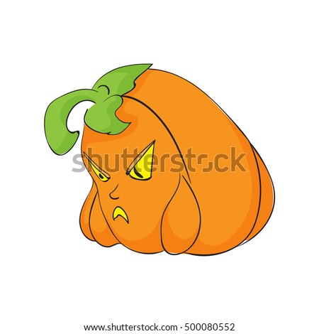 Cute pumpkin character isolated on the white background. Halloween and thanksgiving party hand drawn sketch. Fun colorful illustration for t-shirt print, banner, flyer, poster design