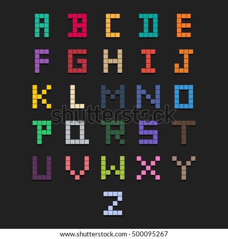 Colorful Tetris Made Alphabet ABC character design Royalty-Free Stock Photo #500095267