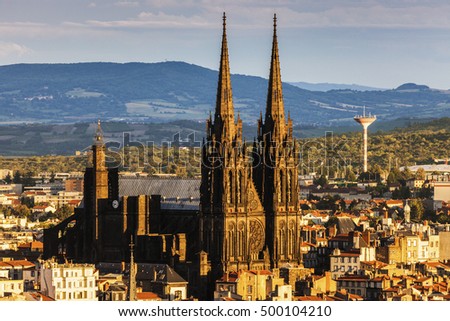 Clermont-Ferrand Cathedral. Clermont-Ferrand, Auvergne-Rhone-Alpes, France. Royalty-Free Stock Photo #500104210