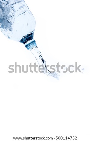 water splash out of a bottle on white background, with copy space