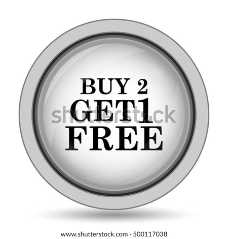Buy 2 get 1 free offer icon. Internet button on white background.
