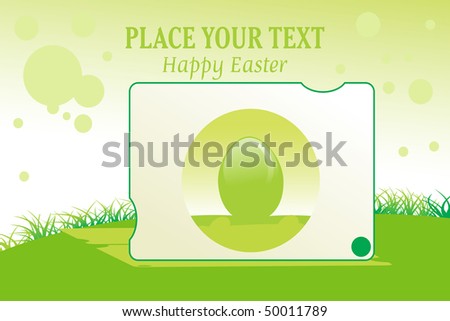 abstract green garden background with isolated easter egg