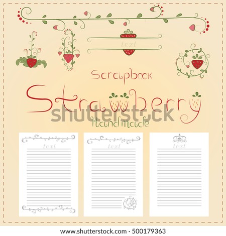 Scrapbooking elements. Strawberry .Template for design