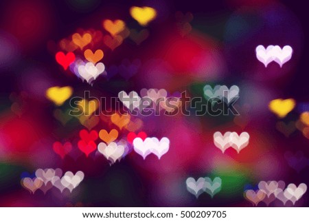 Colorful heart bokeh abstract pattern background for Valentine's day.