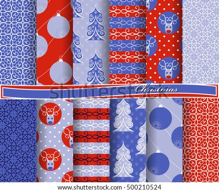 set of Christmas abstract vector paper with decorative shapes and design elements for scrapbook
