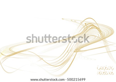 Abstract Structural Curved Background. Beige Lines and Golden Waves.  Vector. 3d Illustration