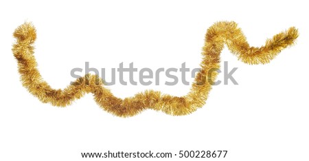 Christmas golden garland. Isolated against white background. Royalty-Free Stock Photo #500228677