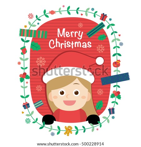 little girl. Vector illustration for christmas card. background