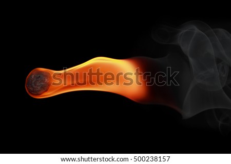 it is one fireball with smoke isolated on black.