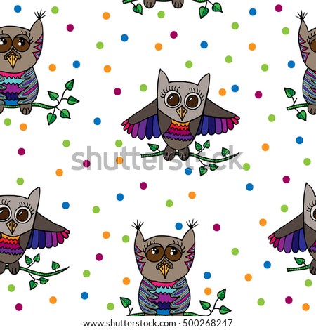 Seamless pattern with owl for banner, card, invitation, textile, fabric, wrapping paper.