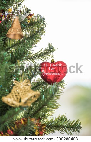 Christmas tree and decorations in the background