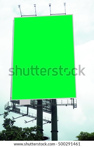 Blank Green Billboard or Road Sign on the highway.
