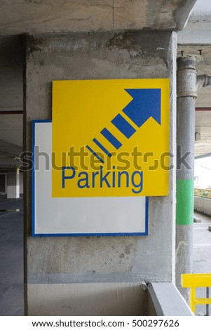 Parking sign in parking lot