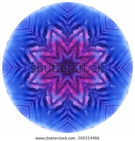 Mandala with art handmade watercolor texture. Kaleidoscopic sacred geometry element. Alchemy, religion, philosophy, astrology and spirituality themes. Universal background for everything.