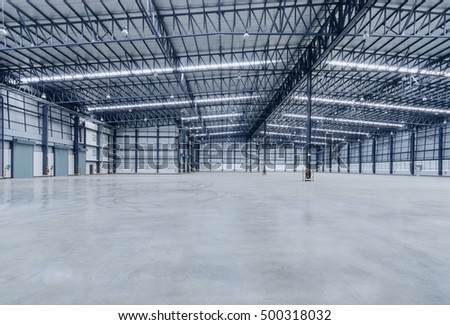 Interior of empty warehouse Royalty-Free Stock Photo #500318032