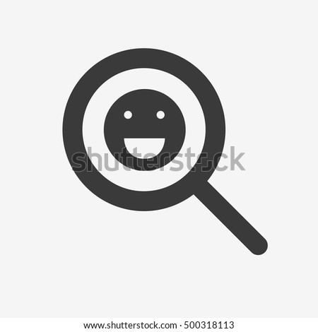 Search fun icon. Flat vector stock illustration. Isolated on white