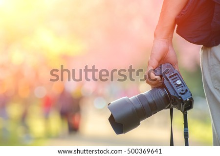 Landscape Photography, Photographer Ready to Take Landscape Pictures on the cherry blossom 