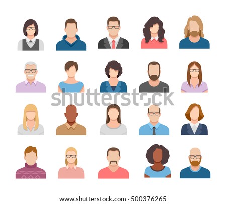 Business people flat avatars. Men and women business and casual clothes icons