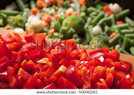 Different vegetables. Bright, cut close up.